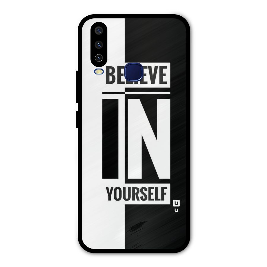 Believe Yourself Black Metal Back Case for Vivo Y15