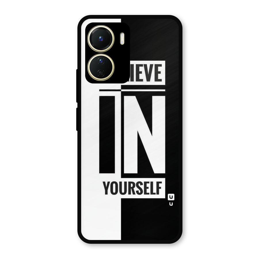 Believe Yourself Black Metal Back Case for Vivo Y16