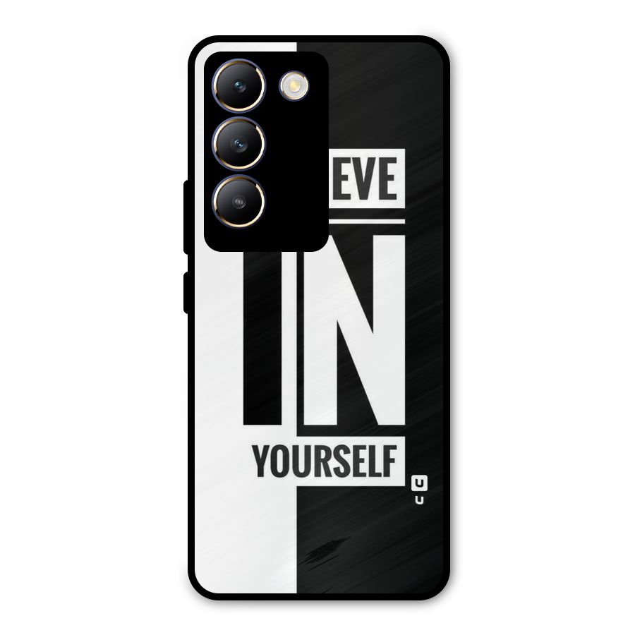 Believe Yourself Black Metal Back Case for Vivo Y200e
