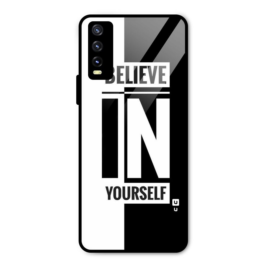 Believe Yourself Black Metal Back Case for Vivo Y20g
