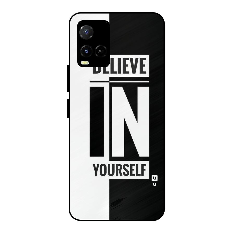 Believe Yourself Black Metal Back Case for Vivo Y21