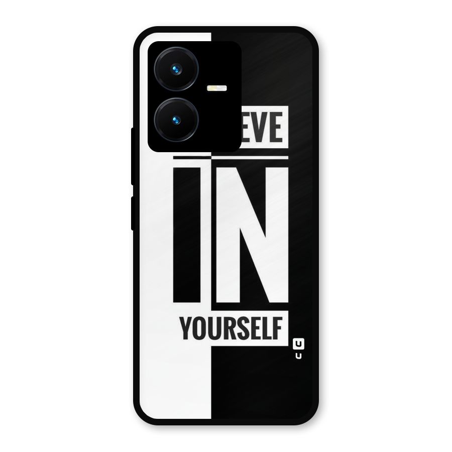 Believe Yourself Black Metal Back Case for Vivo Y22