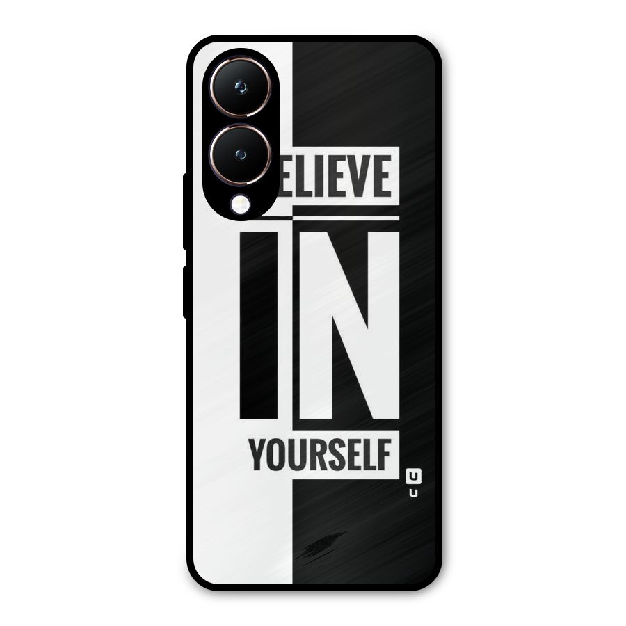 Believe Yourself Black Metal Back Case for Vivo Y28