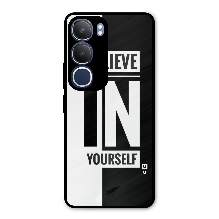 Believe Yourself Black Metal Back Case for Vivo Y29
