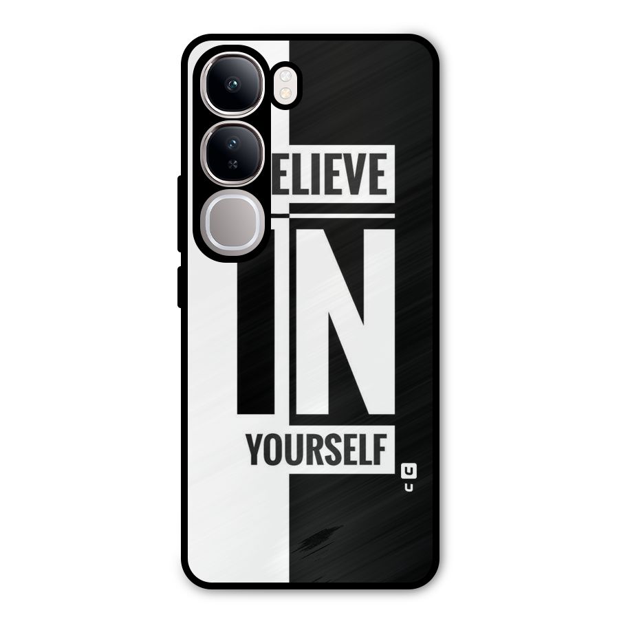 Believe Yourself Black Metal Back Case for Vivo Y300