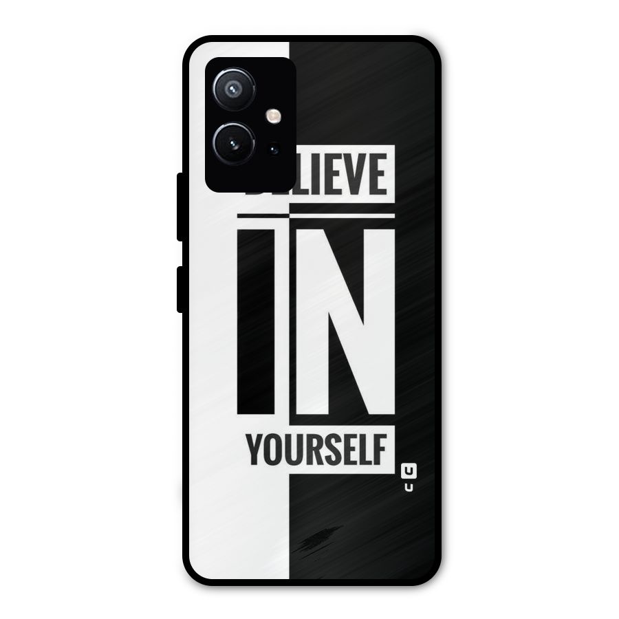 Believe Yourself Black Metal Back Case for Vivo Y75 5G