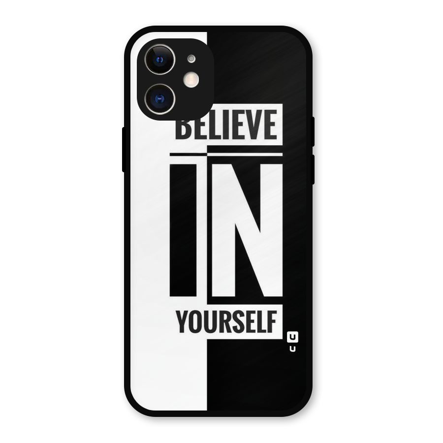Believe Yourself Black Metal Back Case for iPhone 12