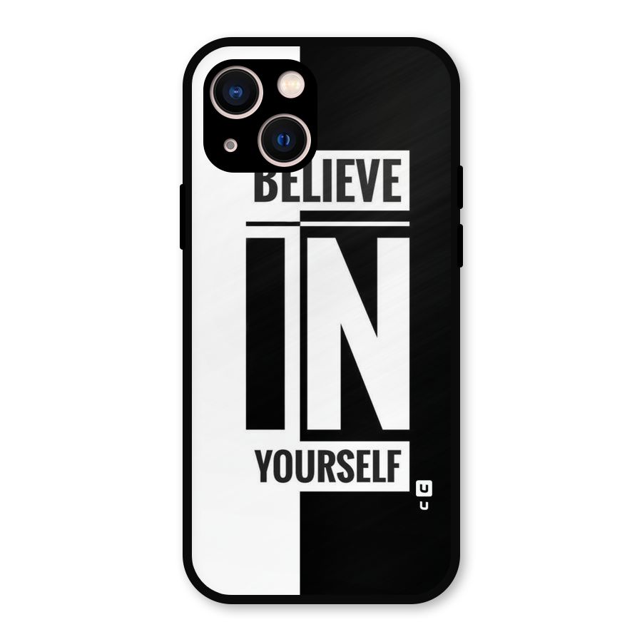 Believe Yourself Black Metal Back Case for iPhone 13