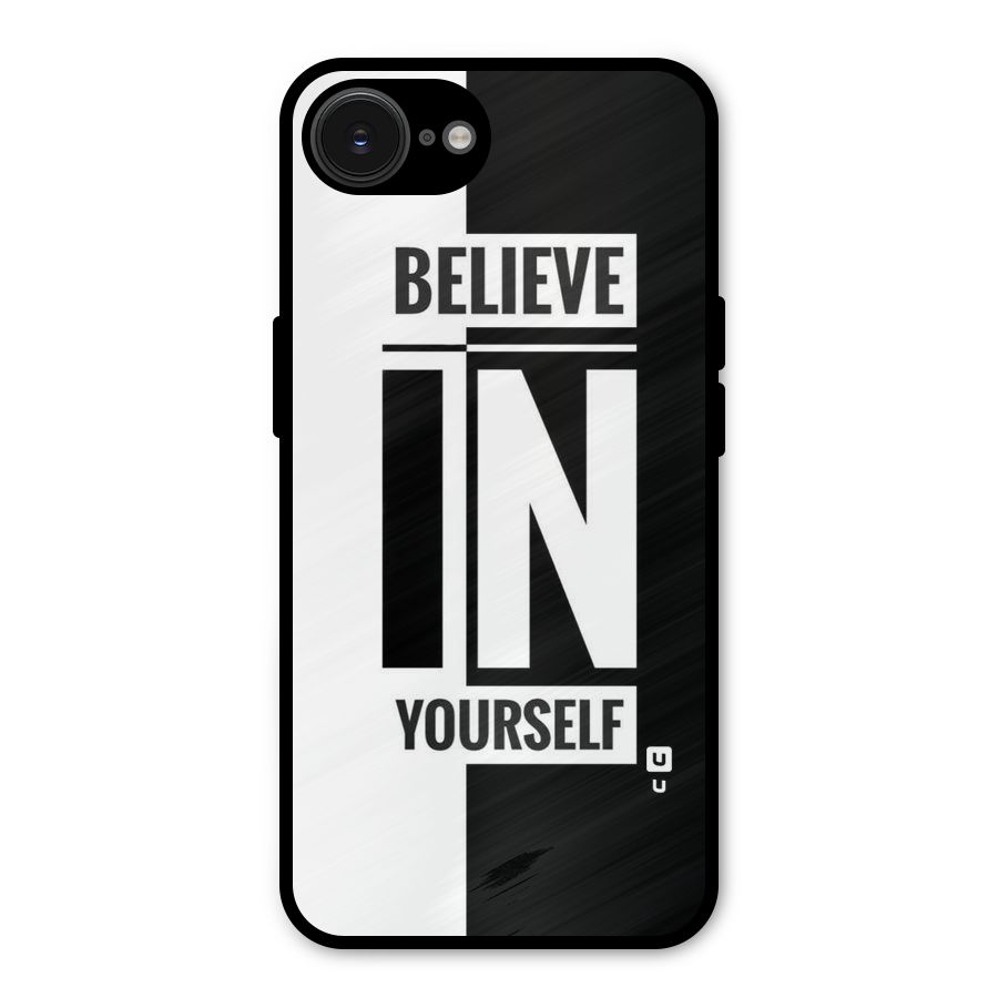 Believe Yourself Black Metal Back Case for iPhone 16e