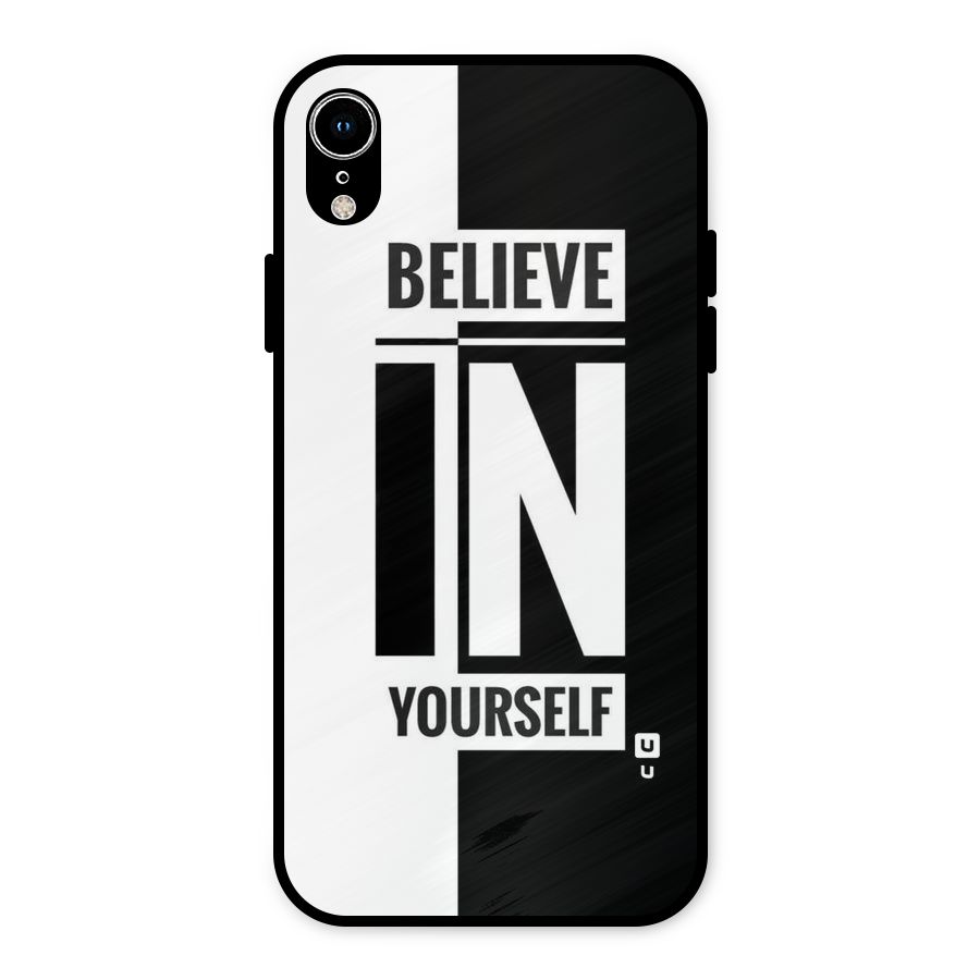 Believe Yourself Black Metal Back Case for iPhone XR