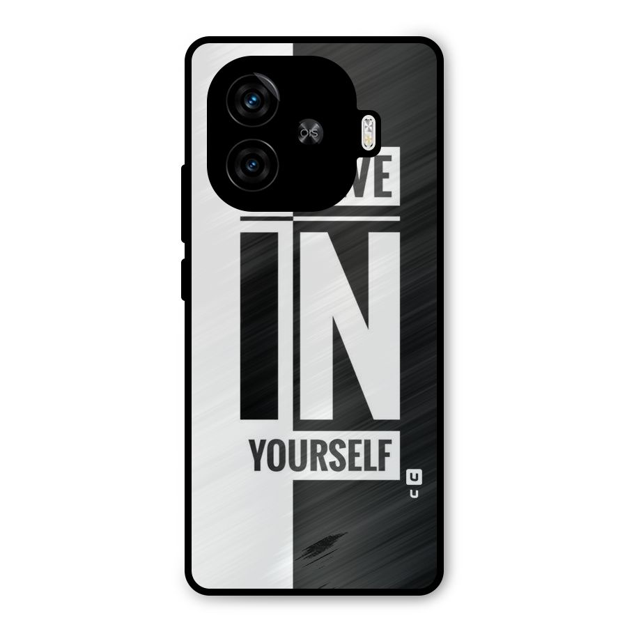 Believe Yourself Black Metal Back Case for iQOO Z9 Turbo