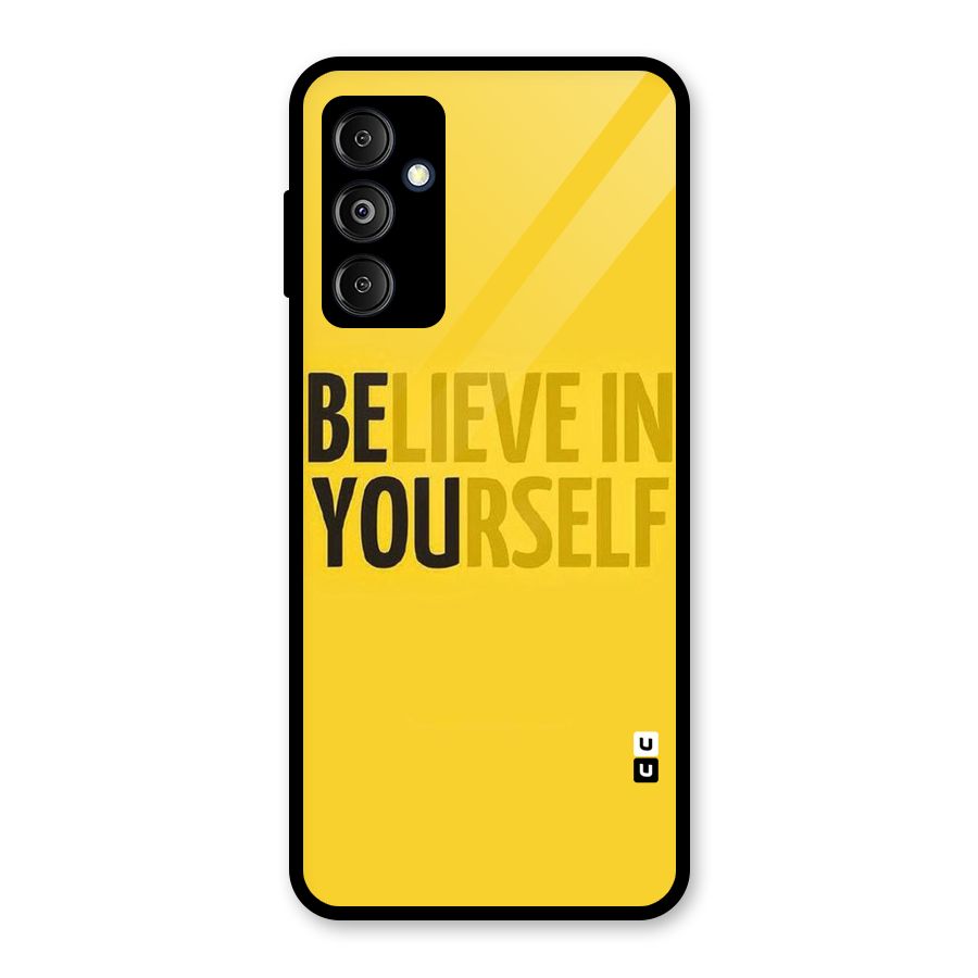 Believe Yourself Yellow Glass Back Case for Galaxy M14 5G