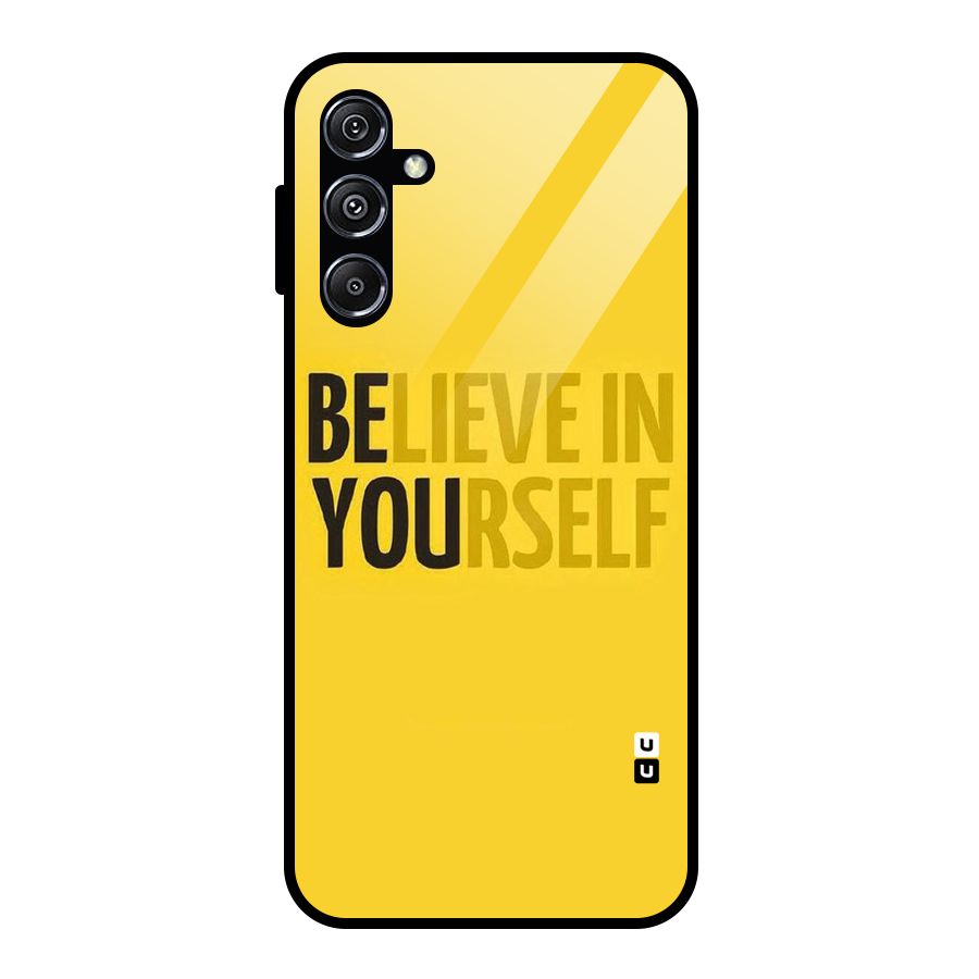 Believe Yourself Yellow Glass Back Case for Galaxy M34 5G