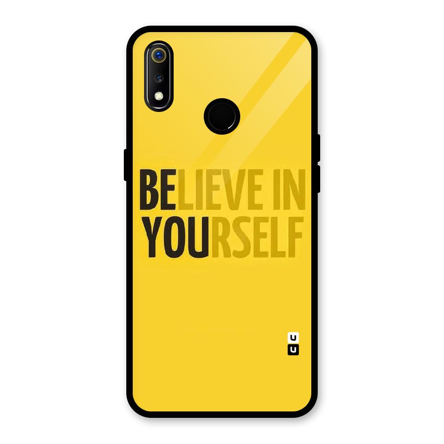 Believe Yourself Yellow Glass Back Case for Realme 3