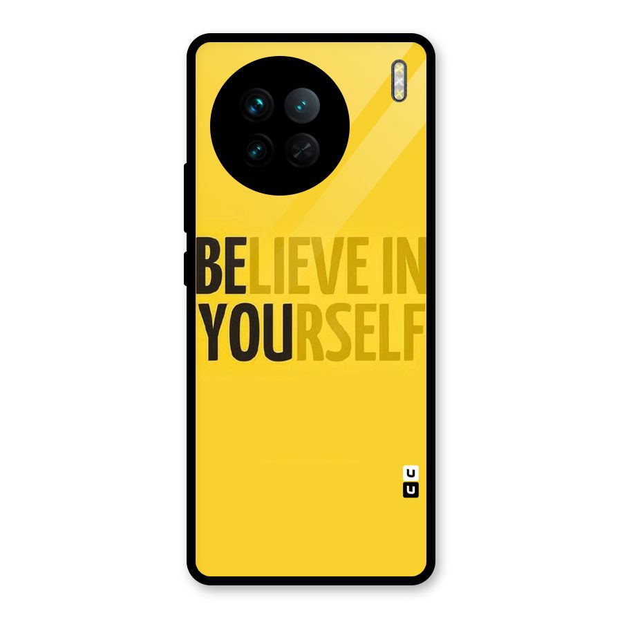 Believe Yourself Yellow Glass Back Case for Vivo X90