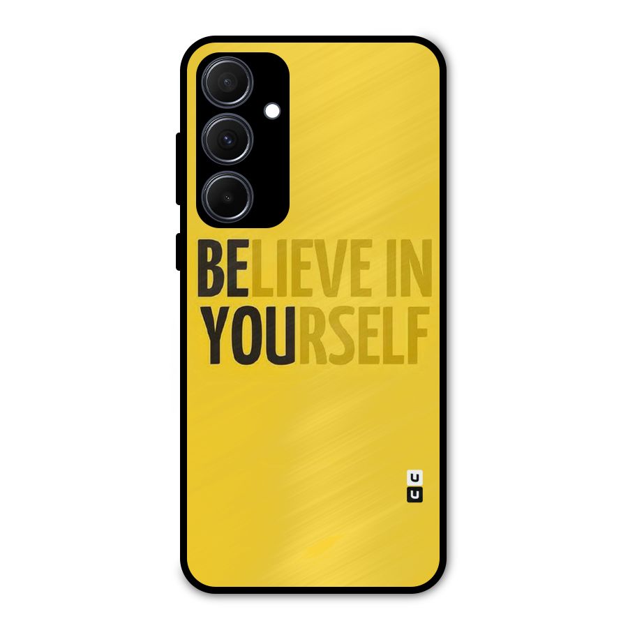 Believe Yourself Yellow Metal Back Case for Galaxy A35