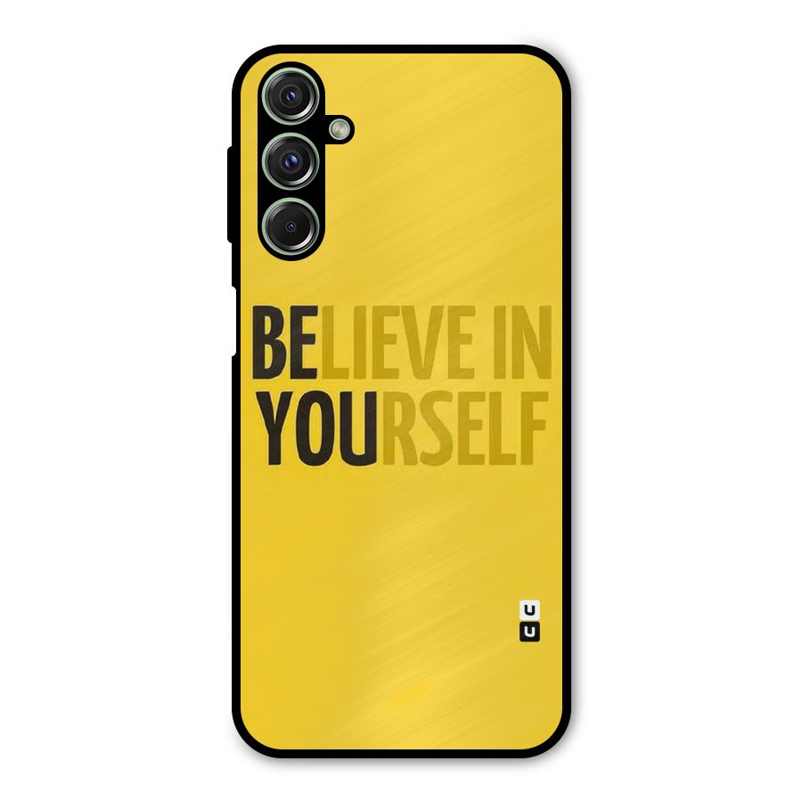 Believe Yourself Yellow Metal Back Case for Galaxy F34