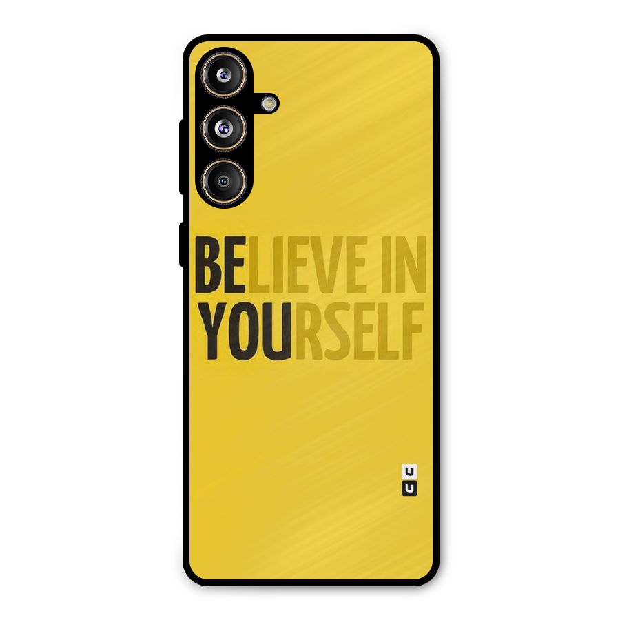 Believe Yourself Yellow Metal Back Case for Galaxy F55