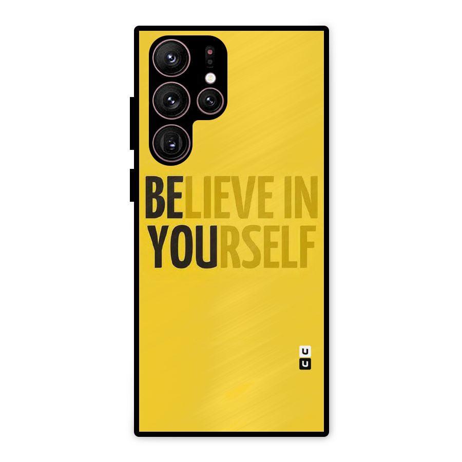 Believe Yourself Yellow Metal Back Case for Galaxy S22 Ultra 5G