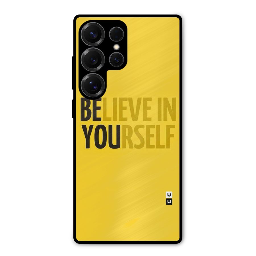 Believe Yourself Yellow Metal Back Case for Galaxy S25 Ultra