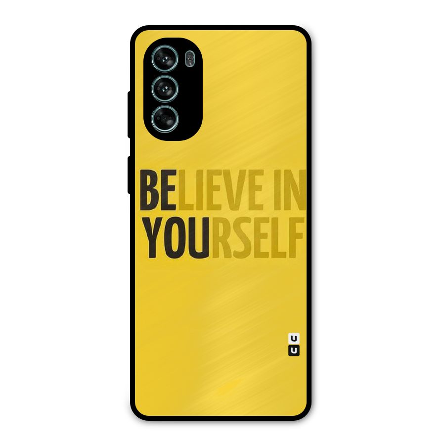 Believe Yourself Yellow Metal Back Case for Moto G62