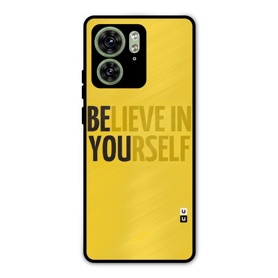 Believe Yourself Yellow Metal Back Case for Motorola Edge 40 5G