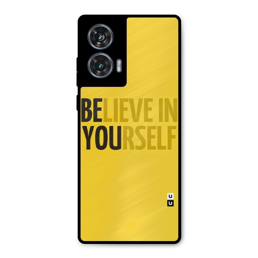 Believe Yourself Yellow Metal Back Case for Motorola Edge 50 Fusion