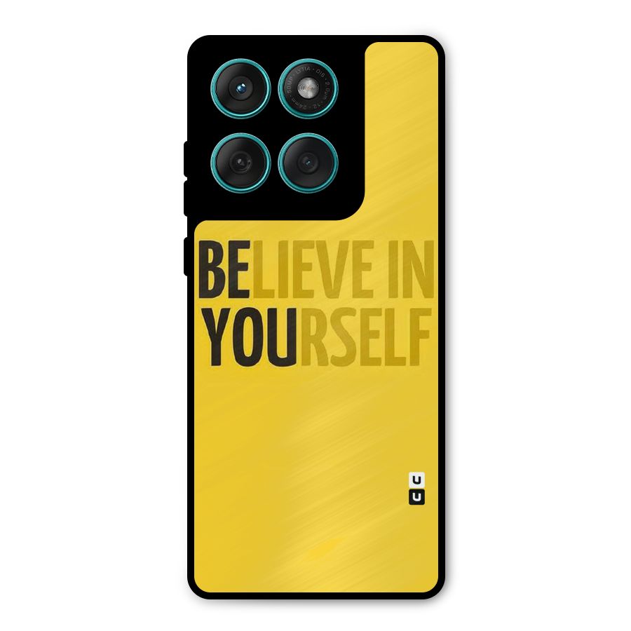 Believe Yourself Yellow Metal Back Case for Motorola Edge 60 Fusion