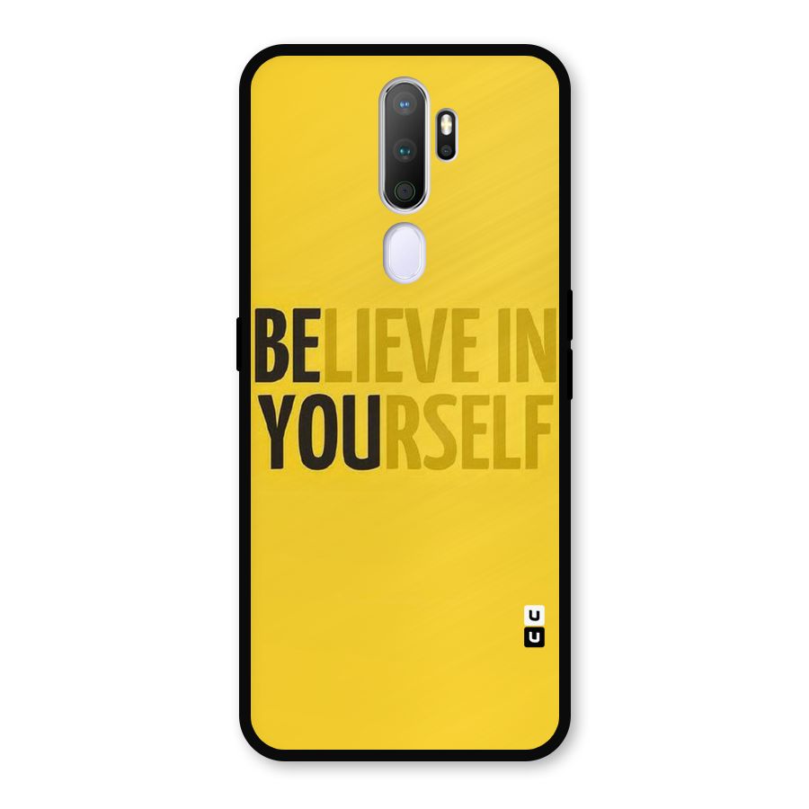 Believe Yourself Yellow Metal Back Case for Oppo A9 (2020)