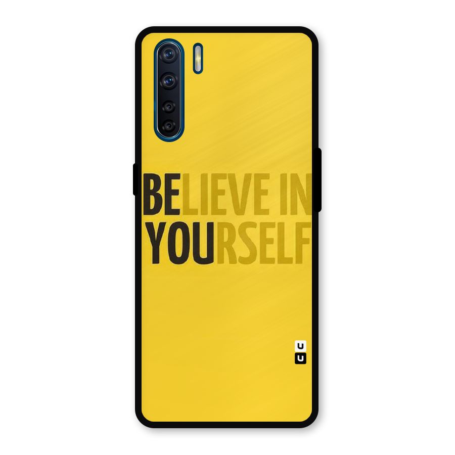 Believe Yourself Yellow Metal Back Case for Oppo F15
