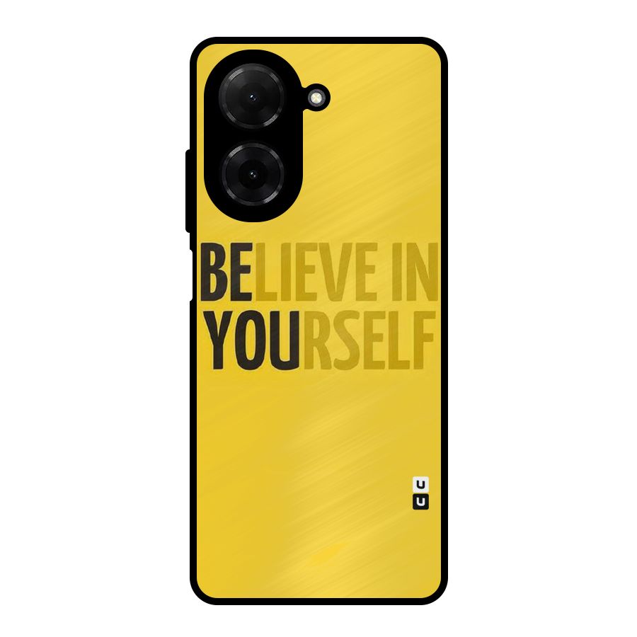 Believe Yourself Yellow Metal Back Case for Poco C71