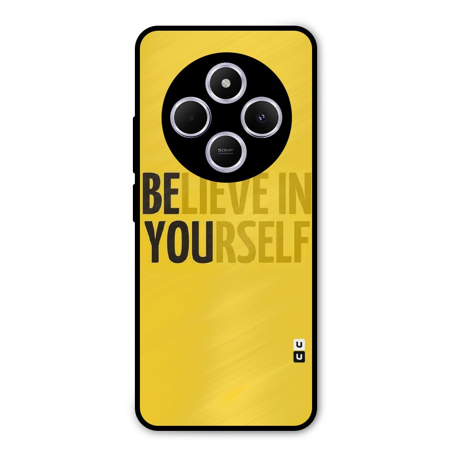 Believe Yourself Yellow Metal Back Case for Poco C75 5G