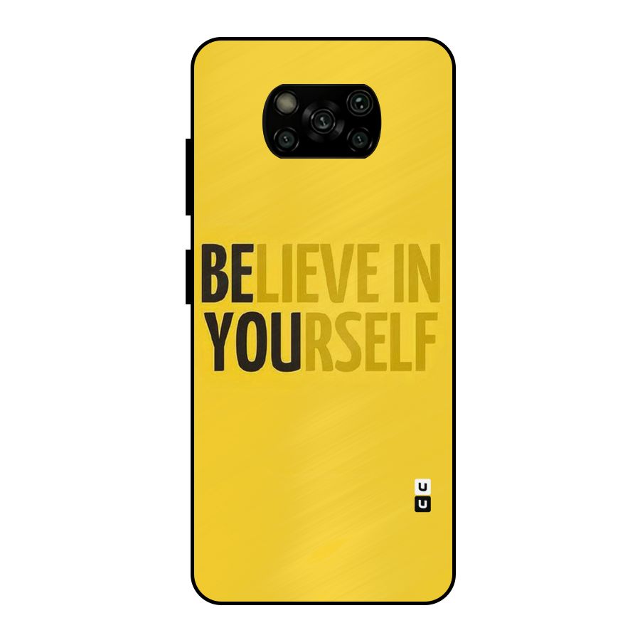 Believe Yourself Yellow Metal Back Case for Poco X3