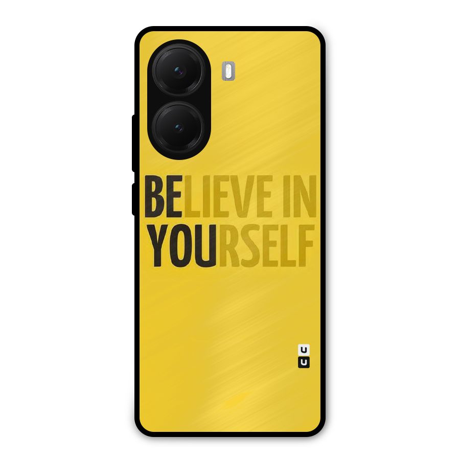 Believe Yourself Yellow Metal Back Case for Poco X7 Pro