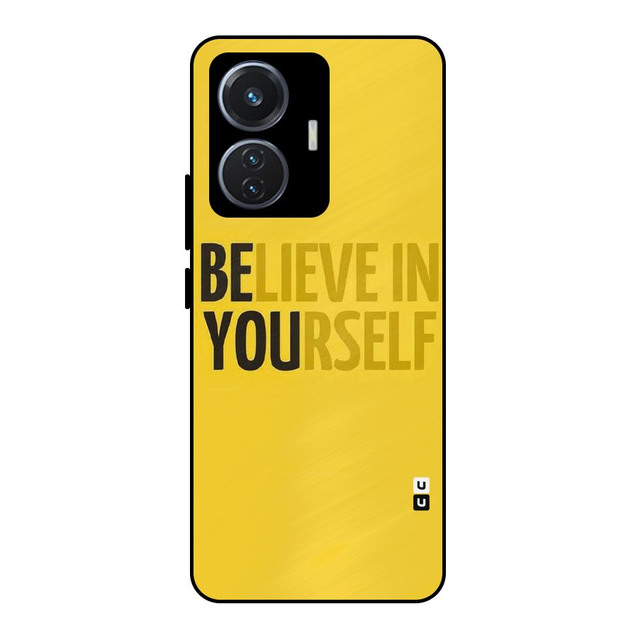 Believe Yourself Yellow Metal Back Case for Vivo T1 44W