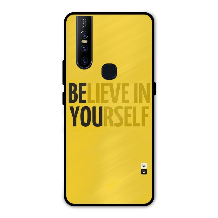 Believe Yourself Yellow Metal Back Case for Vivo V15