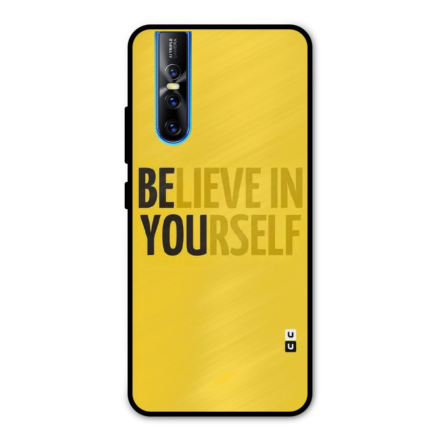 Believe Yourself Yellow Metal Back Case for Vivo V15 Pro
