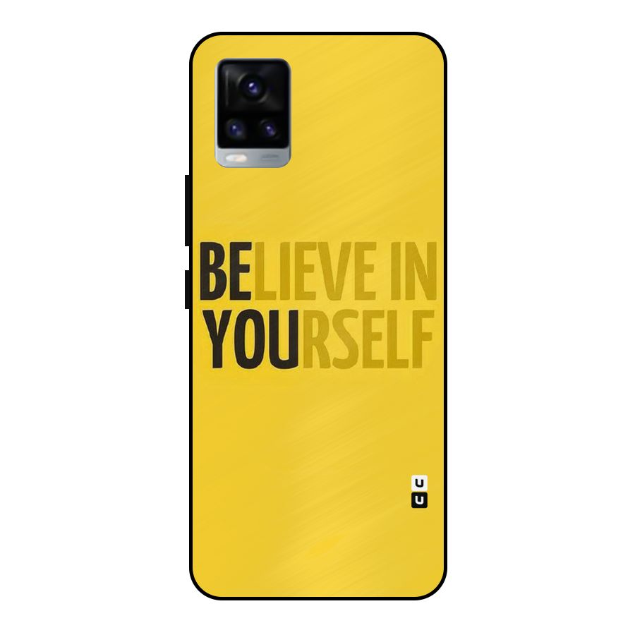 Believe Yourself Yellow Metal Back Case for Vivo V20 2021