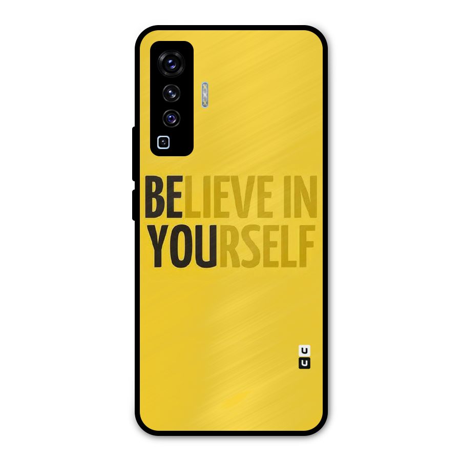 Believe Yourself Yellow Metal Back Case for Vivo X50