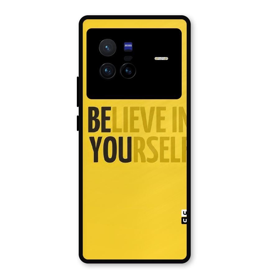 Believe Yourself Yellow Metal Back Case for Vivo X80