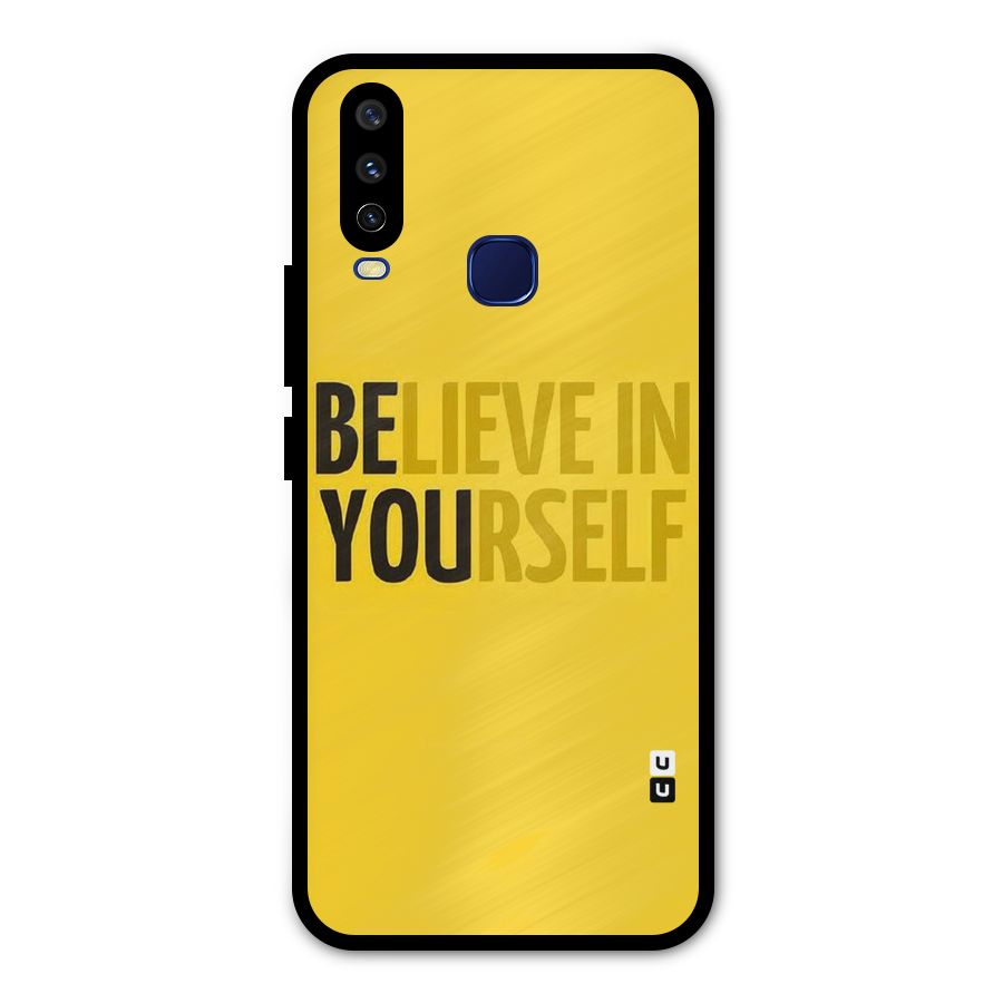 Believe Yourself Yellow Metal Back Case for Vivo Y15