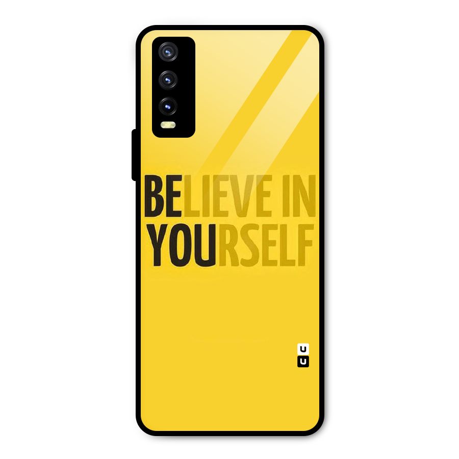 Believe Yourself Yellow Metal Back Case for Vivo Y20