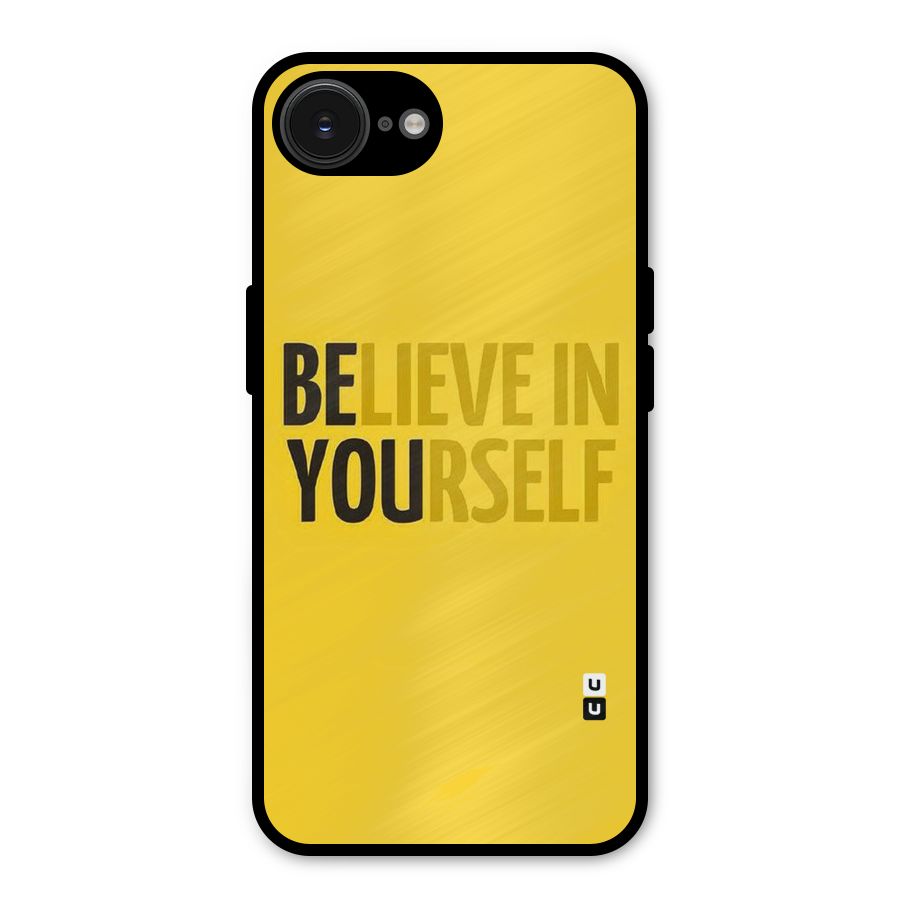 Believe Yourself Yellow Metal Back Case for iPhone 16e