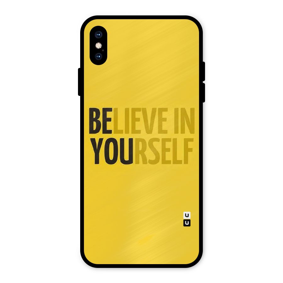 Believe Yourself Yellow Metal Back Case for iPhone XS Max