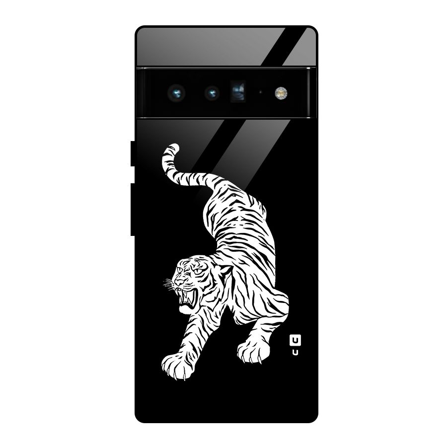Bengal Tiger Stencil Art Glass Back Case for Google Pixel 6 Pro