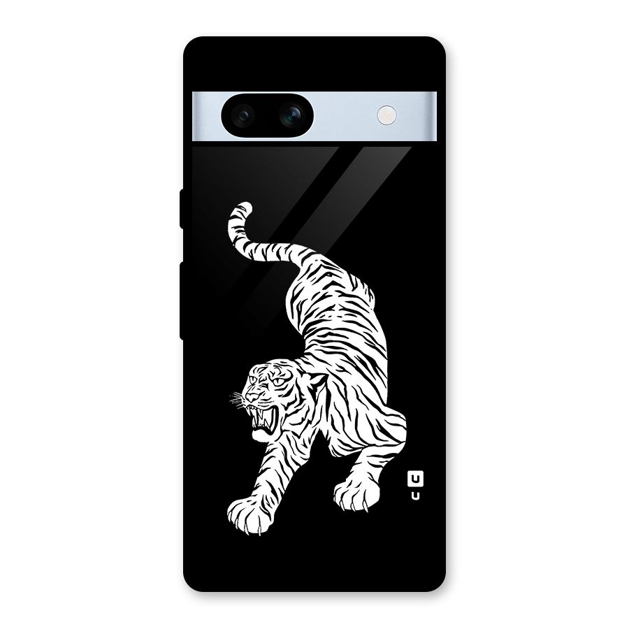 Bengal Tiger Stencil Art Glass Back Case for Google Pixel 7a