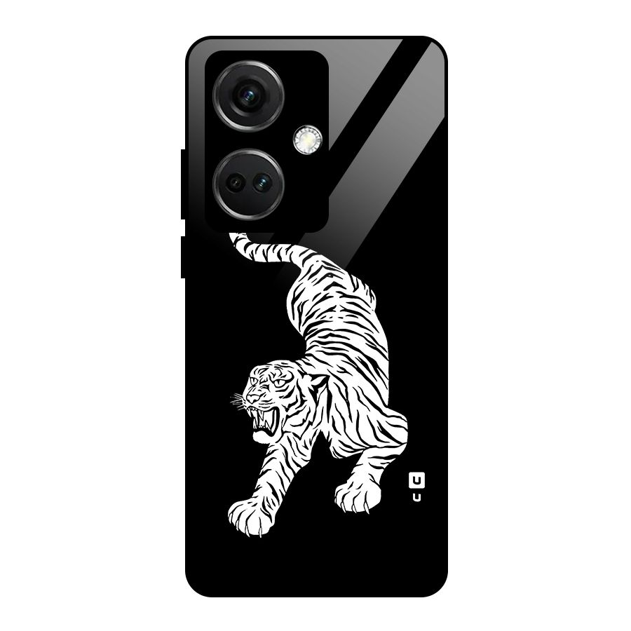 Bengal Tiger Stencil Art Glass Back Case for OnePlus Nord CE 3 5G