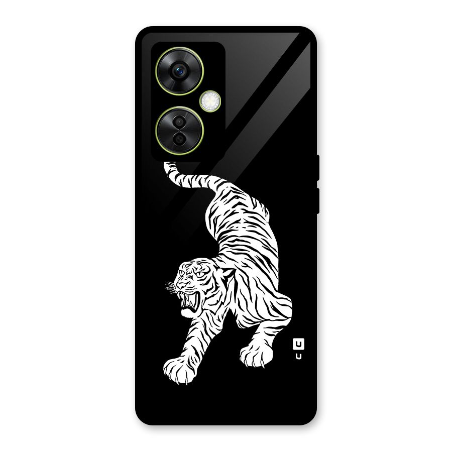 Bengal Tiger Stencil Art Glass Back Case for OnePlus Nord CE 3 Lite