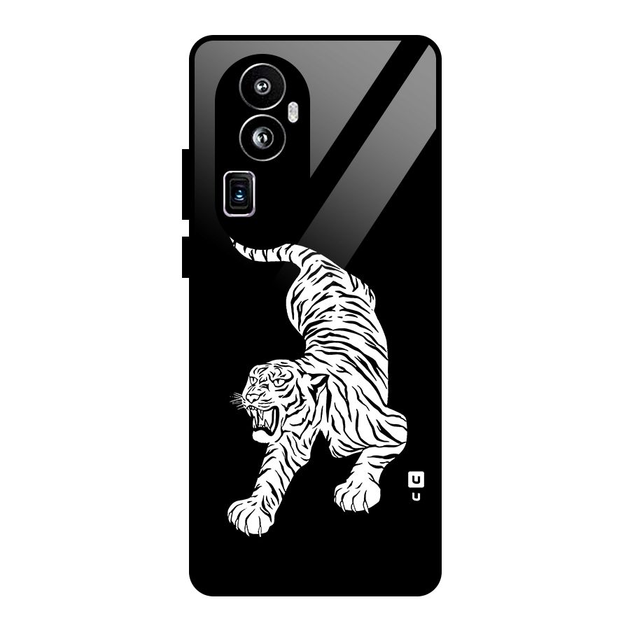 Bengal Tiger Stencil Art Glass Back Case for Oppo Reno10 Pro Plus