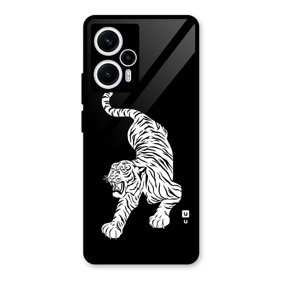 Bengal Tiger Stencil Art Glass Back Case for Poco F5